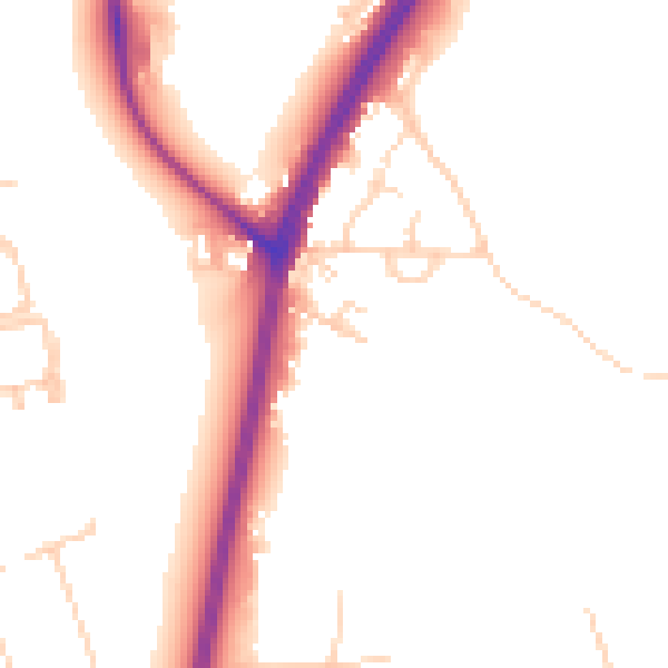 Daytime road noise heatmap for KT20 6BS
