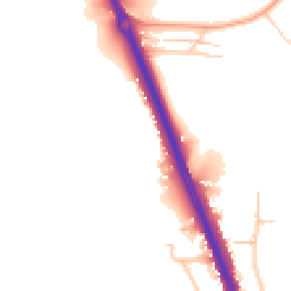 Daytime road noise heatmap for KT20 6SS