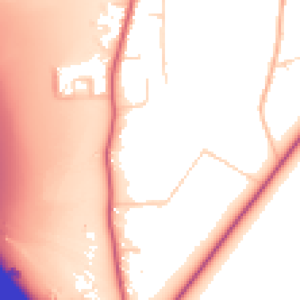 Daytime road noise heatmap for KT20 7QL