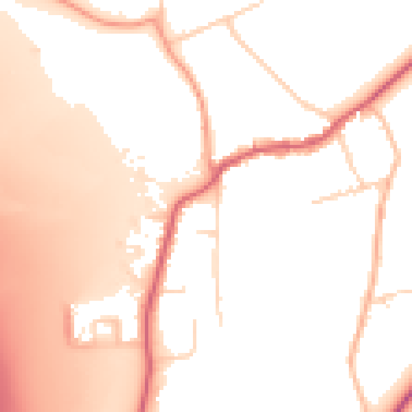 Daytime road noise heatmap for KT20 7SE
