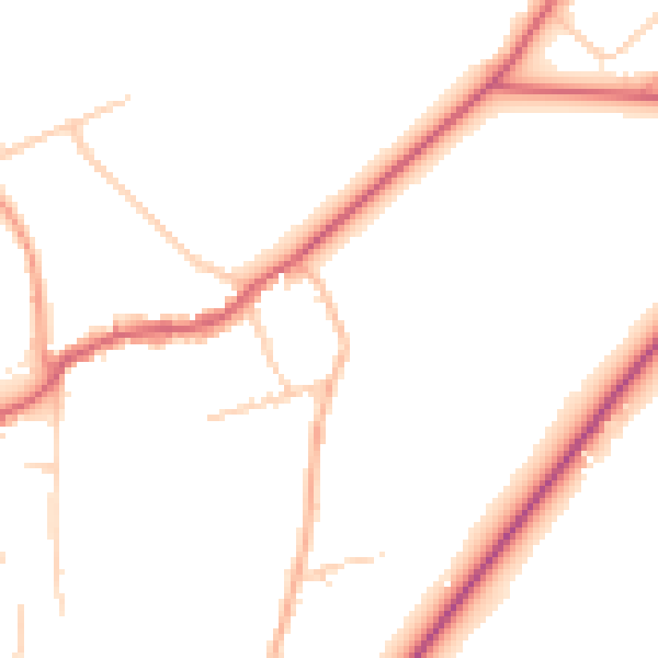 Daytime road noise heatmap for KT20 7TG