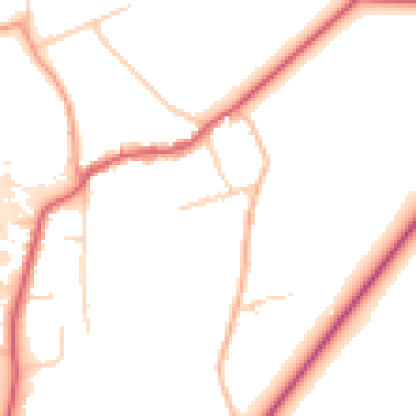 Daytime road noise heatmap for KT20 7UF