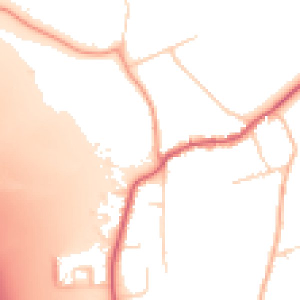 Daytime road noise heatmap for KT20 7UW
