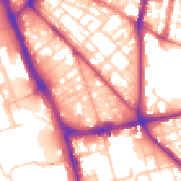 Daytime road noise heatmap for L1 0BE