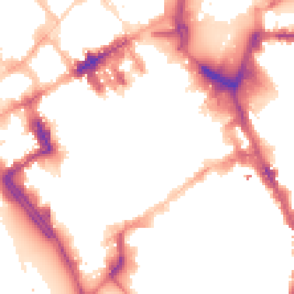 Night-time road noise heatmap for L1 1DA