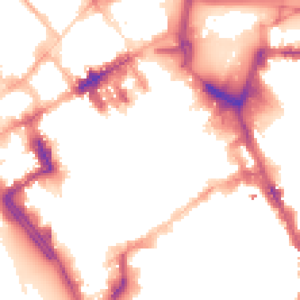 Night-time road noise heatmap for L1 1EB
