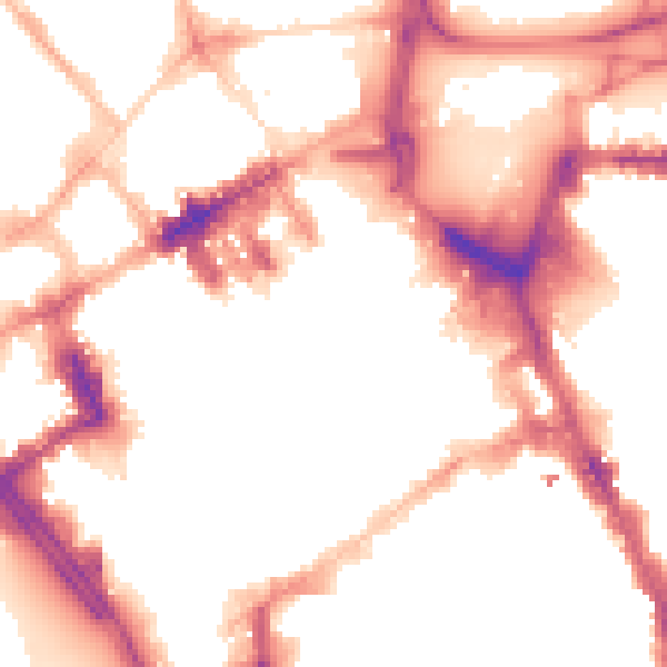 Night-time road noise heatmap for L1 1EE