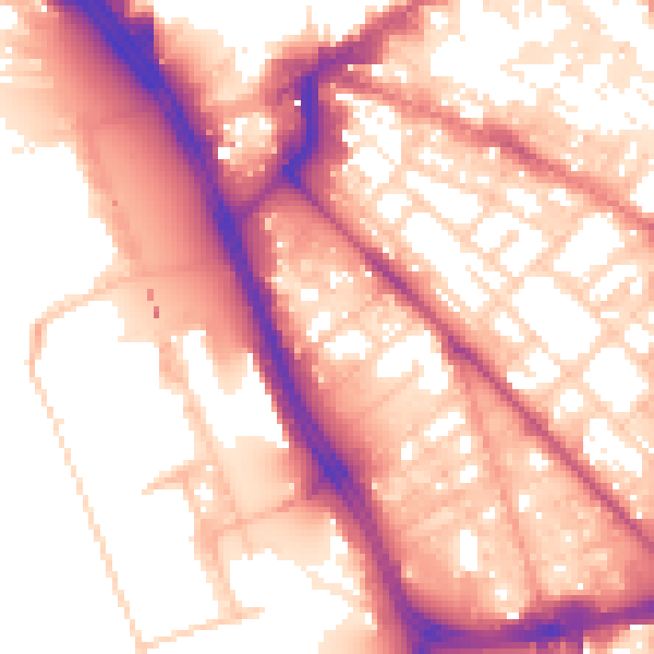 Daytime road noise heatmap for L1 8DW