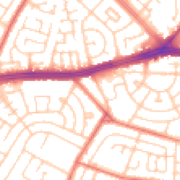 Daytime road noise heatmap for L14 0PE
