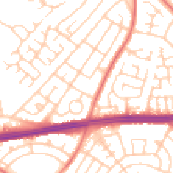 Daytime road noise heatmap for L14 2AB
