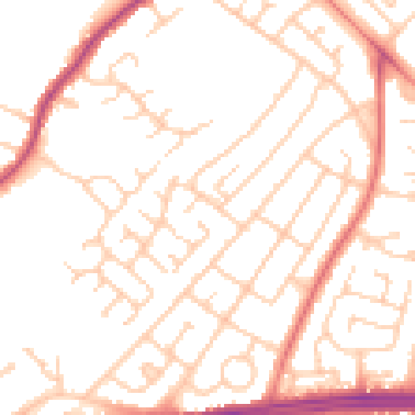 Daytime road noise heatmap for L14 4BE