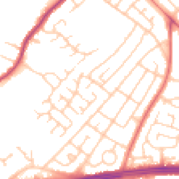 Daytime road noise heatmap for L14 4BL