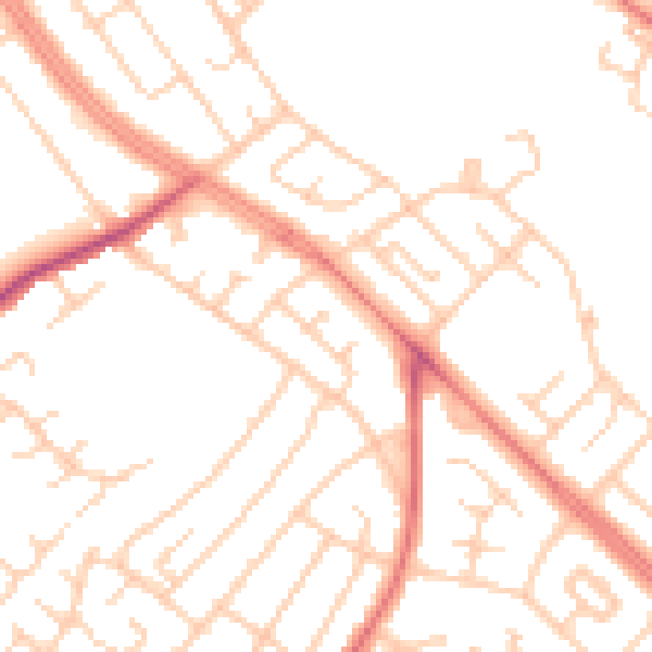 Daytime road noise heatmap for L14 4EE
