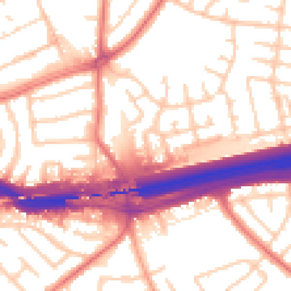 Daytime road noise heatmap for L14 7AU