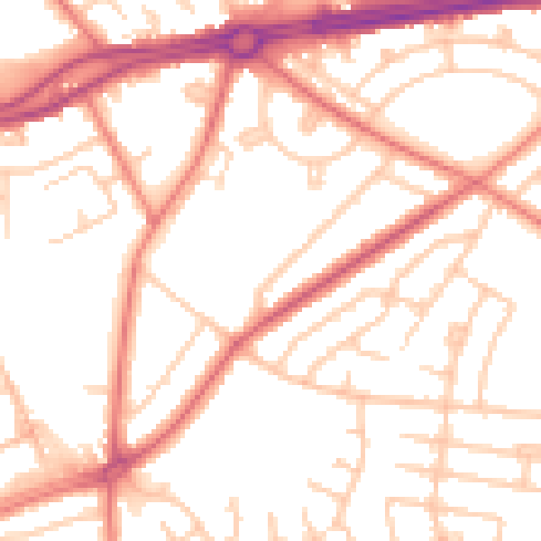 Daytime road noise heatmap for L14 7PZ