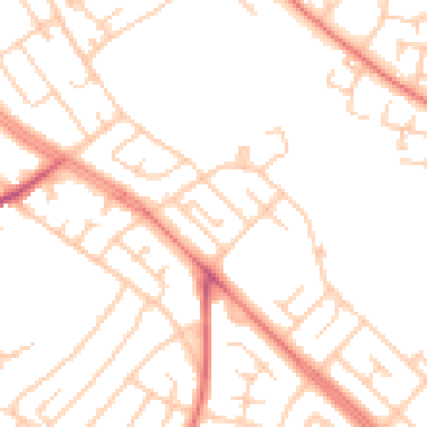 Daytime road noise heatmap for L14 8YN