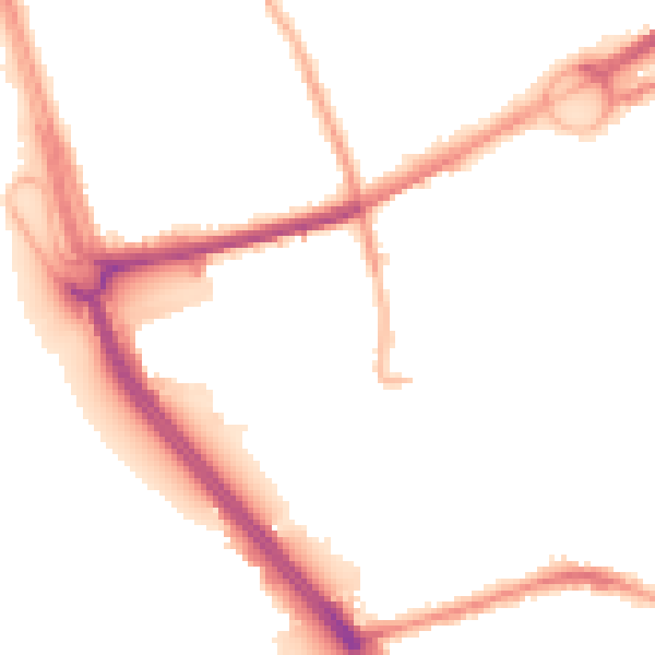 Night-time road noise heatmap for L21 1BD