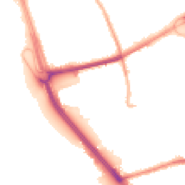 Night-time road noise heatmap for L21 1BR