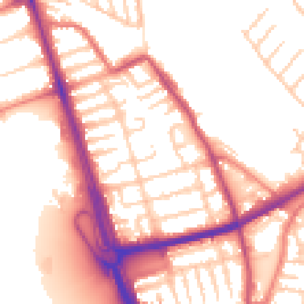 Daytime road noise heatmap for L21 1JW