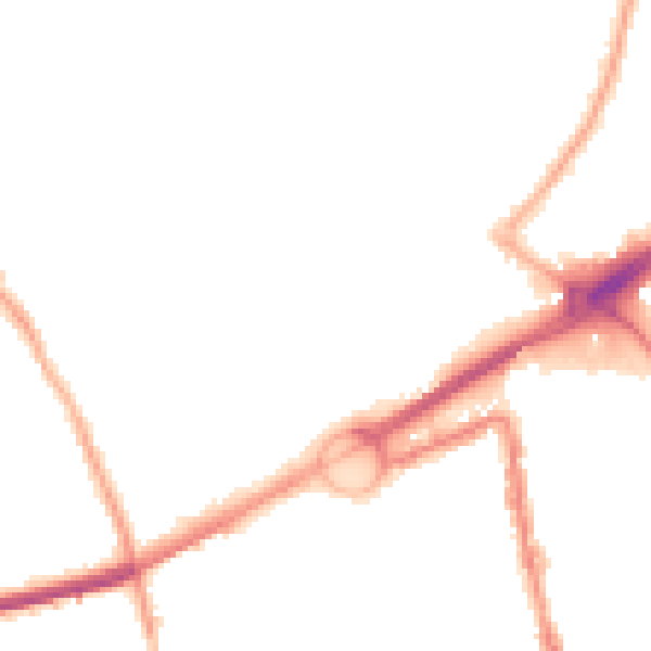 Night-time road noise heatmap for L21 2QH