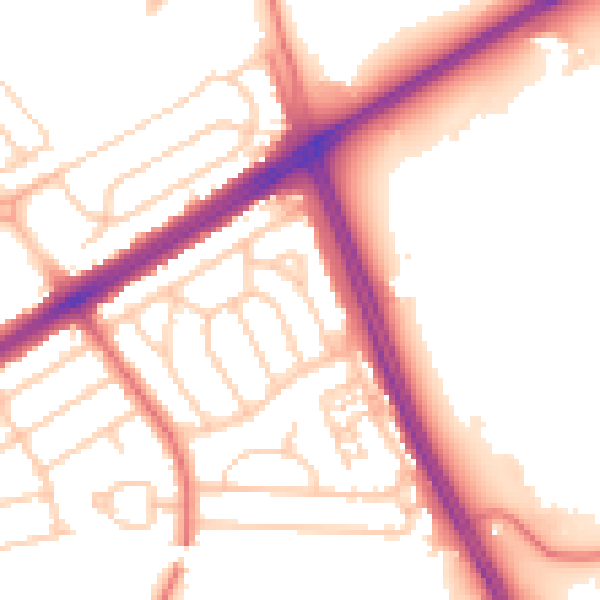 Daytime road noise heatmap for L21 5JQ