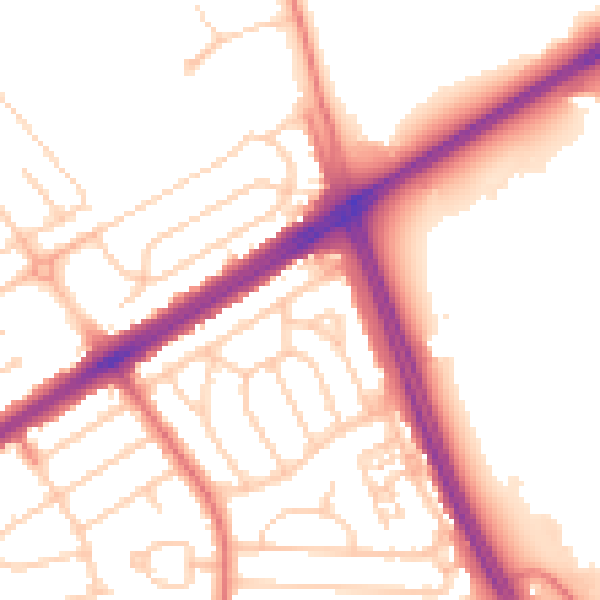 Daytime road noise heatmap for L21 5JW