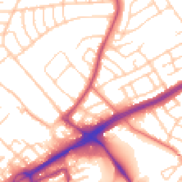 Daytime road noise heatmap for L21 7PQ