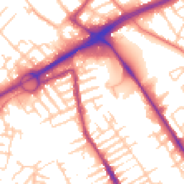 Daytime road noise heatmap for L21 8NB