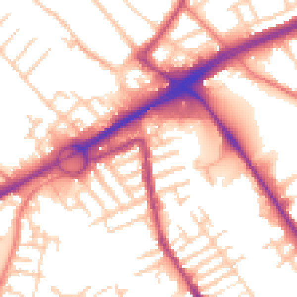 Daytime road noise heatmap for L21 8NJ