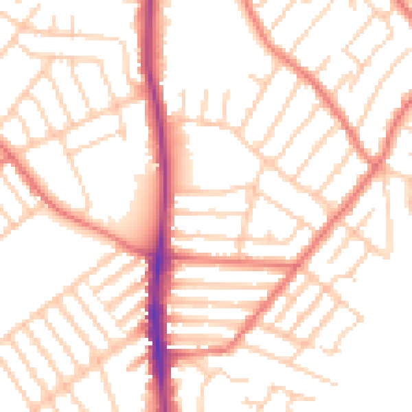 Daytime road noise heatmap for L23 0SB