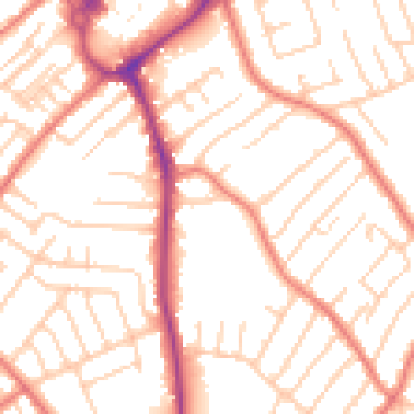 Daytime road noise heatmap for L23 0TJ