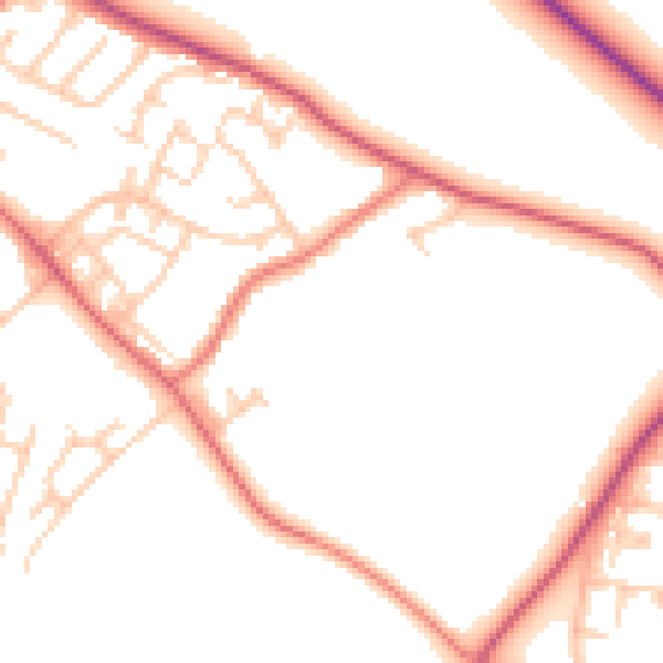 Daytime road noise heatmap for L23 1AJ