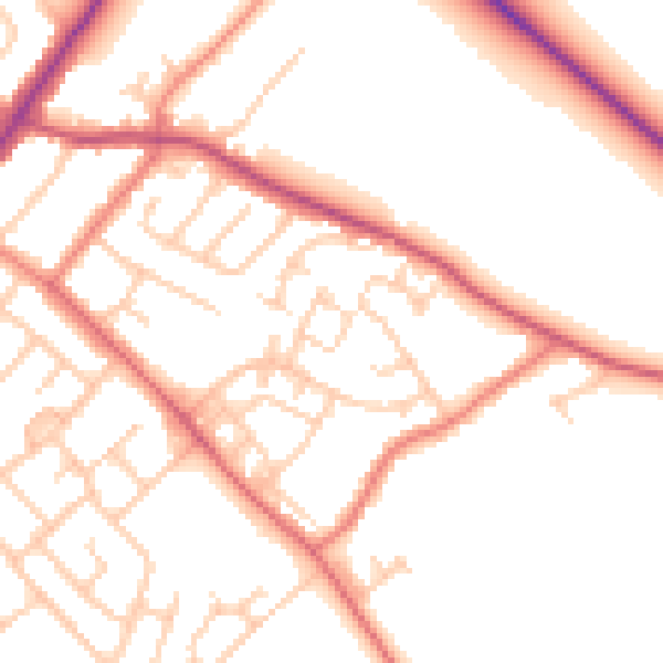 Daytime road noise heatmap for L23 1XE