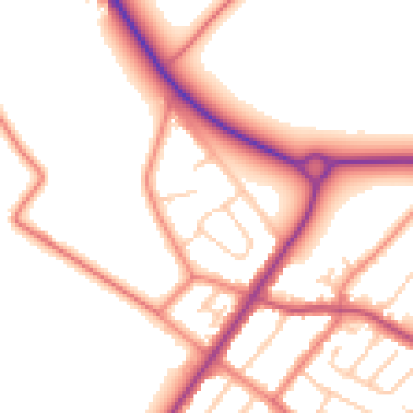 Daytime road noise heatmap for L23 4TJ