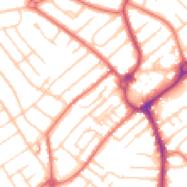 Daytime road noise heatmap for L23 7XZ