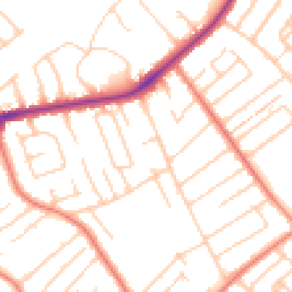 Daytime road noise heatmap for L23 9TD