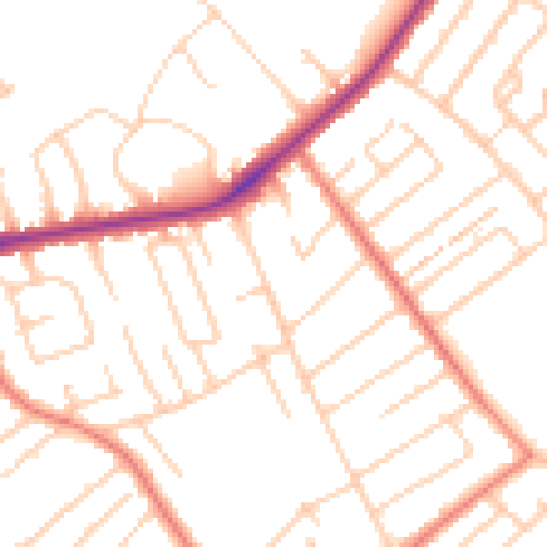 Daytime road noise heatmap for L23 9TG