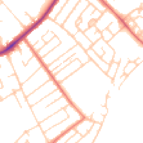 Daytime road noise heatmap for L23 9TY