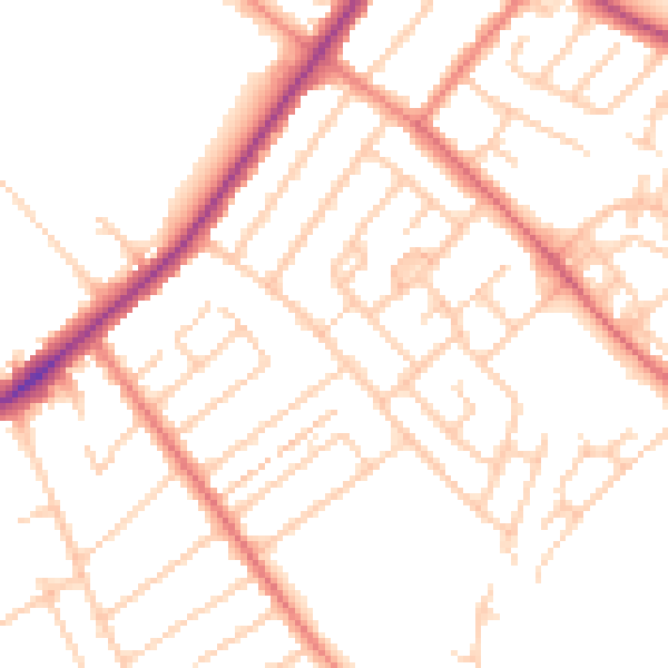 Daytime road noise heatmap for L23 9UE