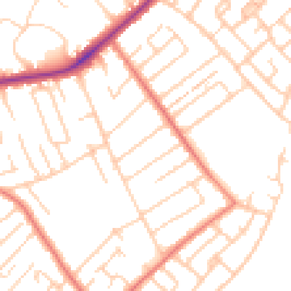 Daytime road noise heatmap for L23 9XS