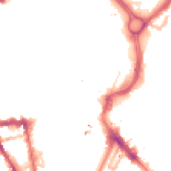 Night-time road noise heatmap for LE1 1LB