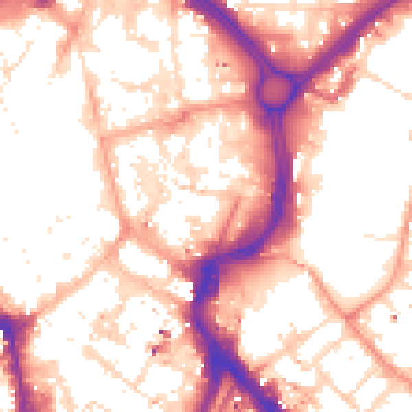 Daytime road noise heatmap for LE1 1NB