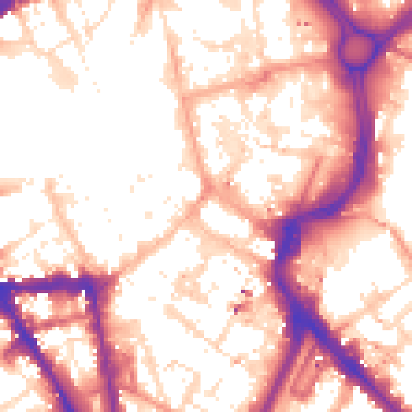 Daytime road noise heatmap for LE1 1RB