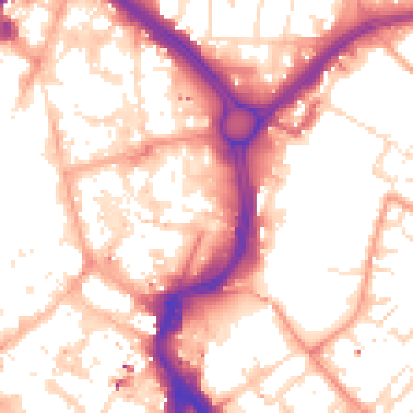 Daytime road noise heatmap for LE1 1SJ