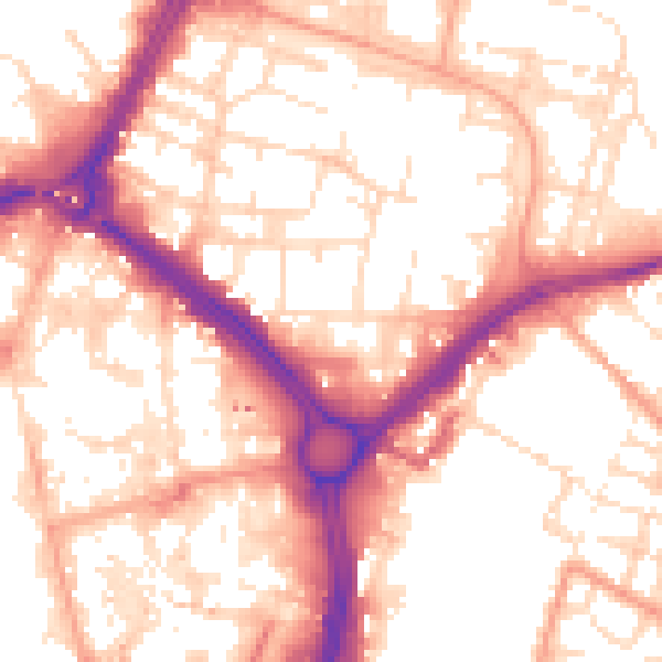 Daytime road noise heatmap for LE1 2FH