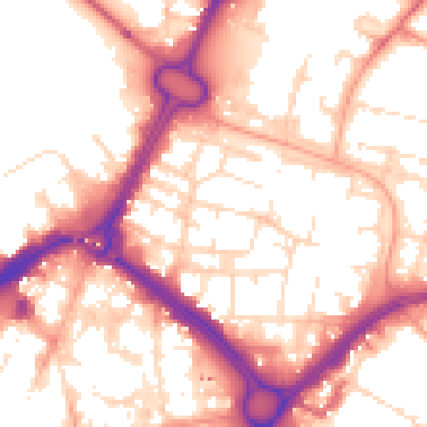Daytime road noise heatmap for LE1 2GT
