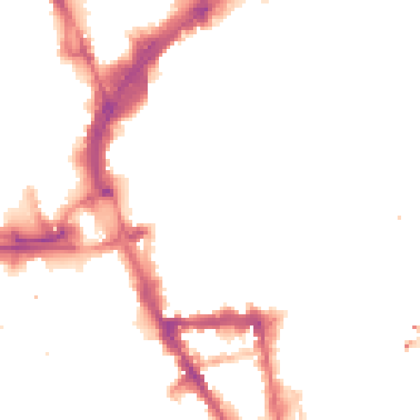 Night-time road noise heatmap for LE1 5DE
