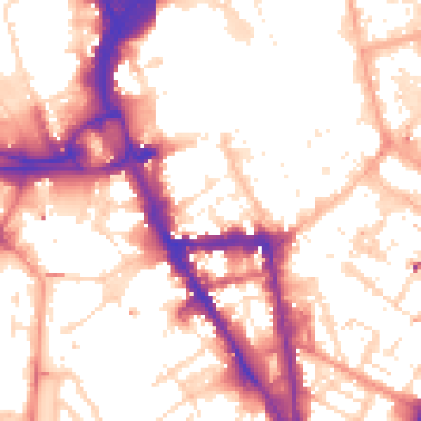 Daytime road noise heatmap for LE1 5JN