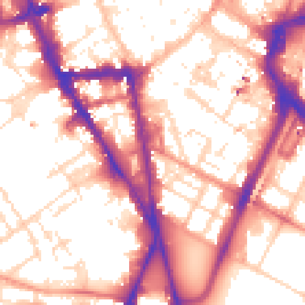 Daytime road noise heatmap for LE1 6YE