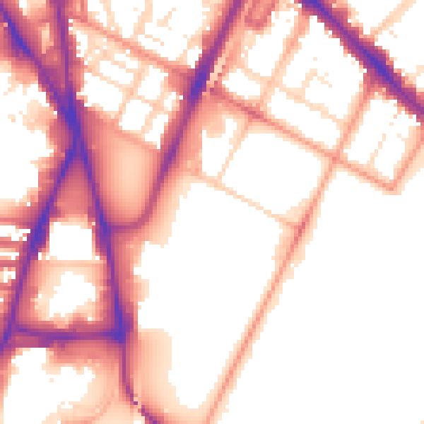 Daytime road noise heatmap for LE1 7HB